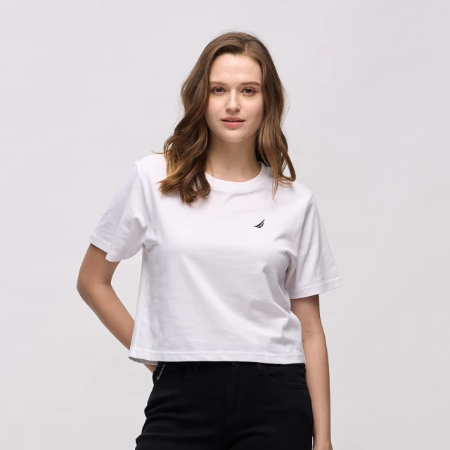 【NAUTICA】女裝 短版幾何圖騰印花短袖T恤(白) 歷史價格詳細信息
