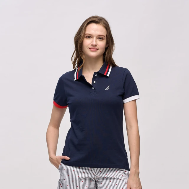 【NAUTICA】男裝 經典撞色條紋開襟短袖POLO衫(紅白) 歷史價格詳細信息
