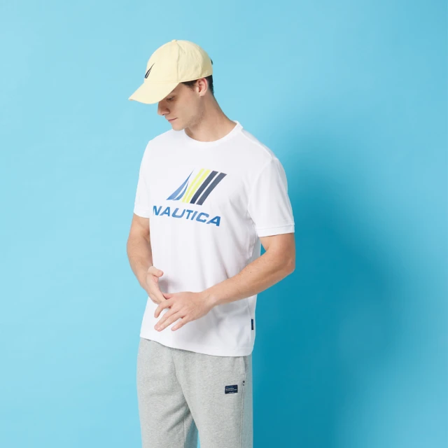 【NAUTICA】男裝 吸濕排汗品牌印花短袖T恤(藍色) 歷史價格詳細信息