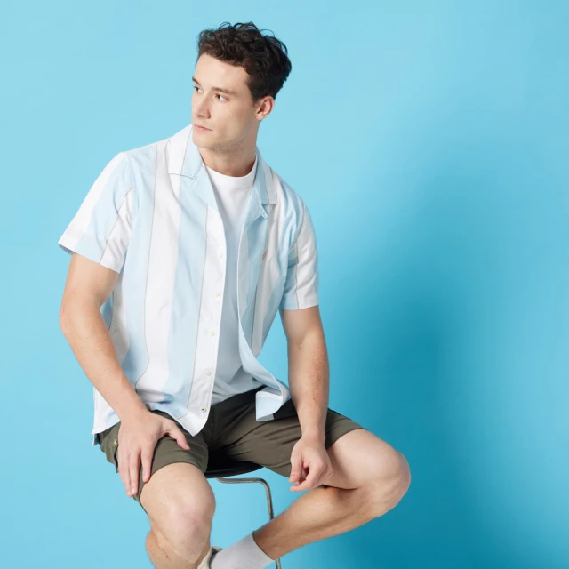 【NAUTICA】男裝 百搭條紋吸濕排汗長袖襯衫(白) 歷史價格詳細信息