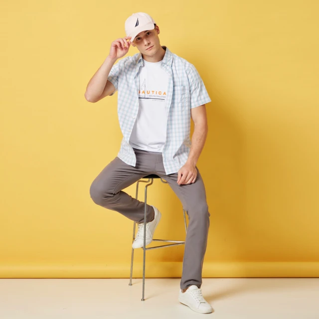 【NAUTICA】男裝 百搭條紋吸濕排汗長袖襯衫(白) 歷史價格詳細信息
