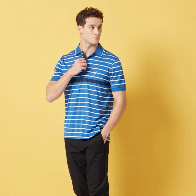 【NAUTICA】男裝 吸濕排汗細格紋短袖襯衫(藍色) 歷史價格詳細信息