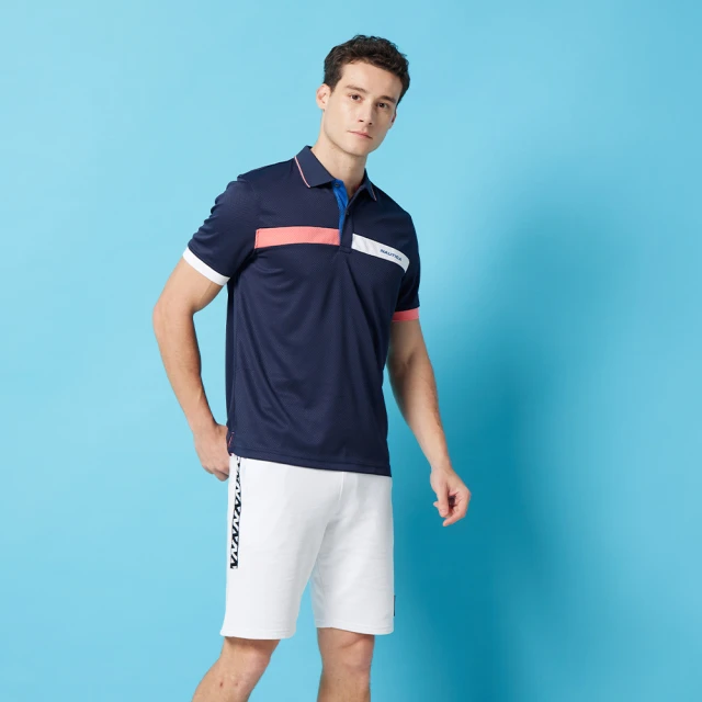 【NAUTICA】男裝 吸濕排汗跳色拼接短袖T恤(粉色) 歷史價格詳細信息