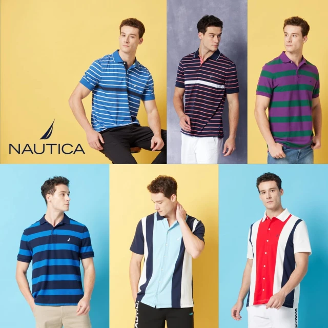 【NAUTICA】男裝 吸濕排汗簡約短袖襯衫(藍色) 歷史價格詳細信息