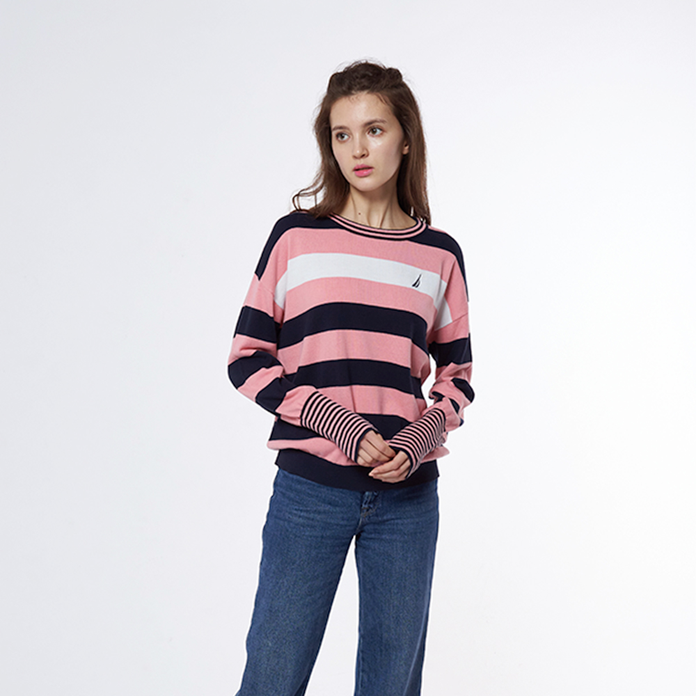 【NAUTICA】女裝 經典條紋V領長袖T恤(黑色) 歷史價格詳細信息