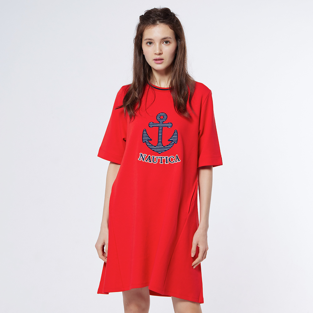 【NAUTICA】女裝圓領高腰剪裁長袖洋裝(粉色) 歷史價格詳細信息
