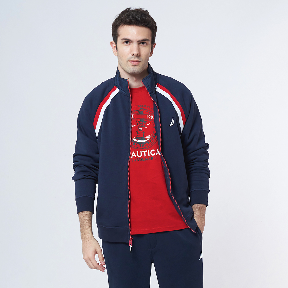 【NAUTICA】男裝 運動風撞色拼接造型短袖POLO衫(白色) 歷史價格詳細信息