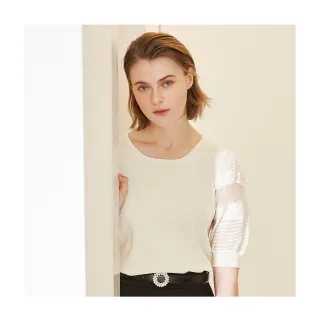 【en-suey 銀穗】浪漫荷葉袖針織上衣-女 歷史價格詳細信息