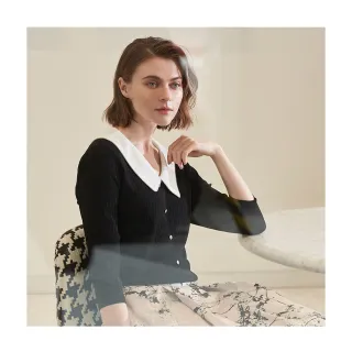 【en-suey 銀穗】翻領繡花邊抽皺上衣-女 歷史價格詳細信息