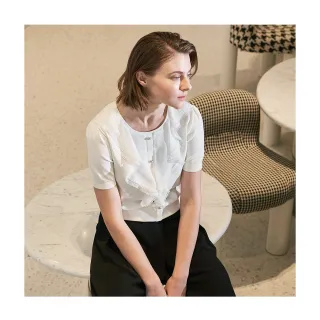 【en-suey 銀穗】浪漫荷葉袖針織上衣-女 歷史價格詳細信息