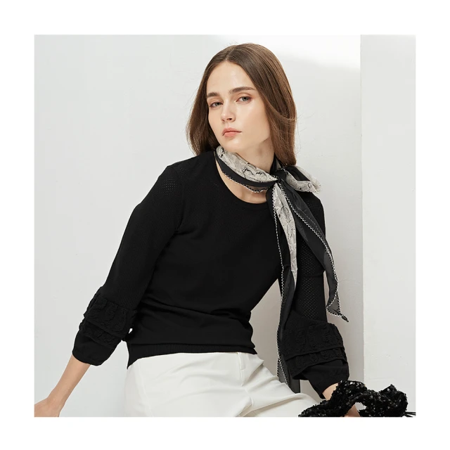 【en-suey 銀穗】浪漫荷葉袖針織上衣-女 歷史價格詳細信息