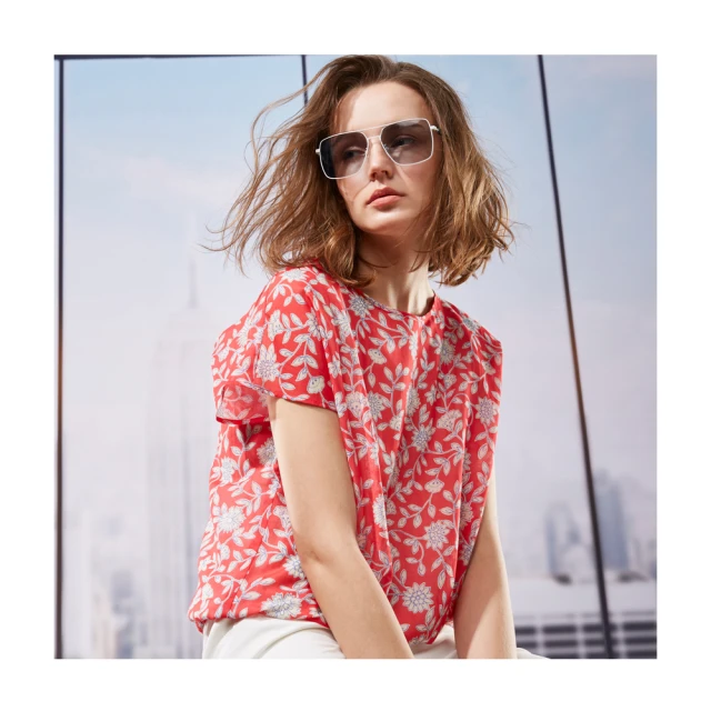 【Diffa】黑白花拉克蘭袖綁帶上衣-女 歷史價格詳細信息