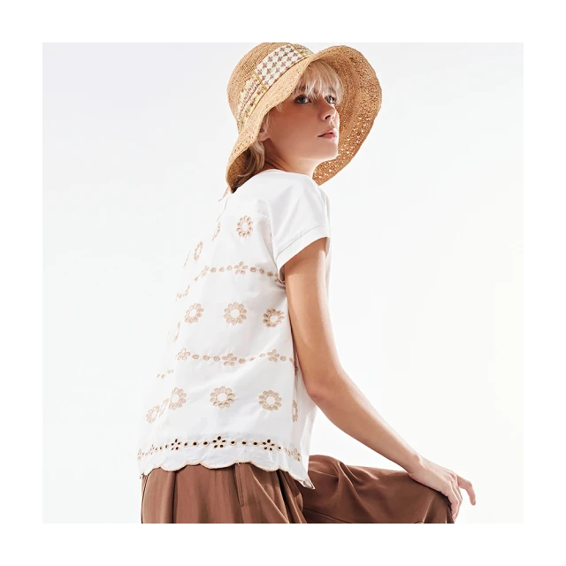 【Diffa】黑白花拉克蘭袖綁帶上衣-女 歷史價格詳細信息