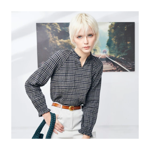 【Diffa】拉克蘭袖荷葉領綁帶上衣-女 歷史價格詳細信息