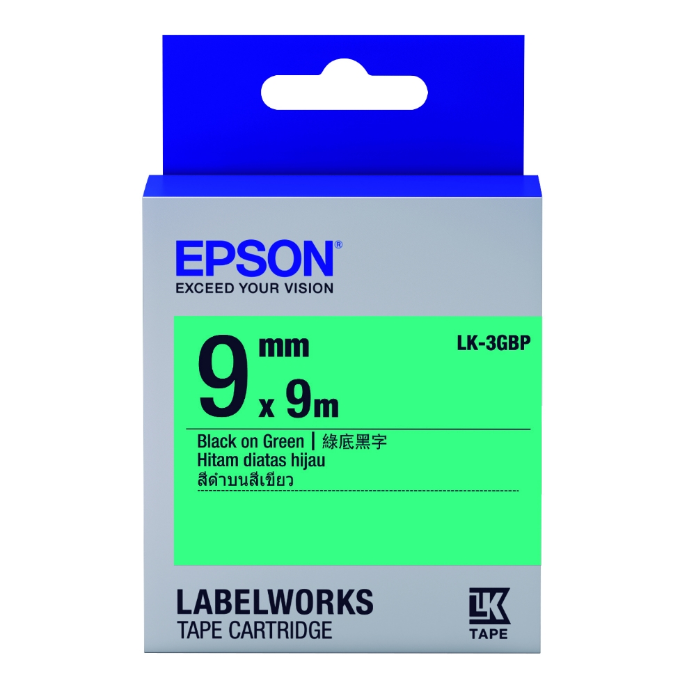 EPSON LK-3GBP 9mm 粉彩系列 原廠標籤帶 綠底黑字 歷史價格詳細信息