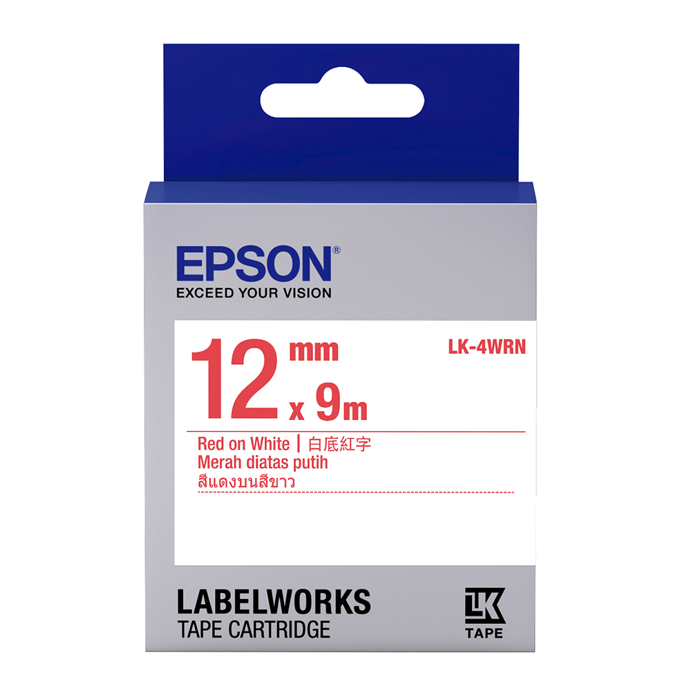 EPSON LK4WRN 副廠白底紅字標籤帶 12mm 歷史價格詳細信息