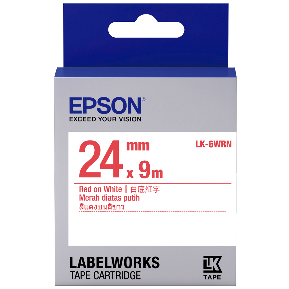 EPSON LK-6WRN C53S656402 一般系列白底紅字標籤帶 寬度24mm 歷史價格詳細信息