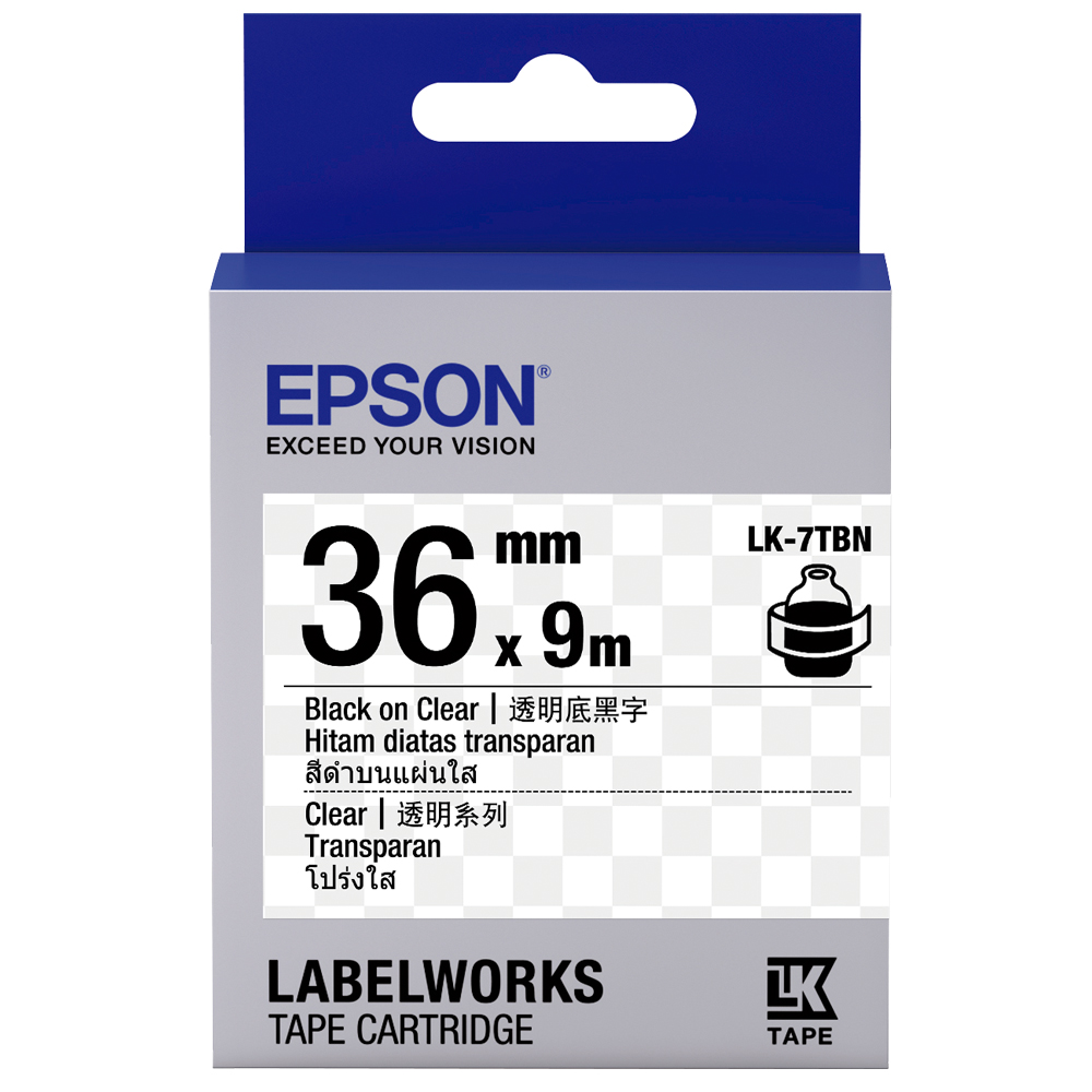 EPSON LK-7TBN 明系列透明底黑字標籤帶(寬度36mm) 歷史價格詳細信息
