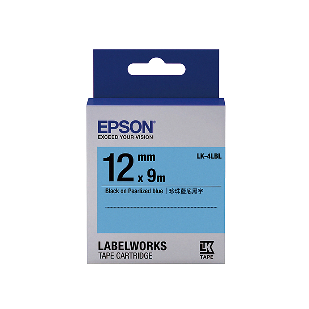 EPSON LK-4LBL 標籤機色帶 珍珠彩系列 藍底黑字 12mm 長度9M 日本製造 符合RoHS 防水耐磨材質 歷史價格詳細信息