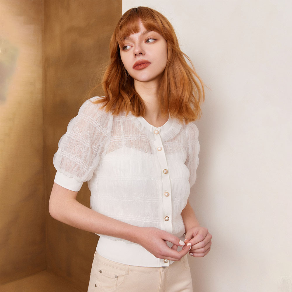 法式宮廷風 通勤職場醋酸混紡木耳領天絲襯衫上衣女 歷史價格詳細信息
