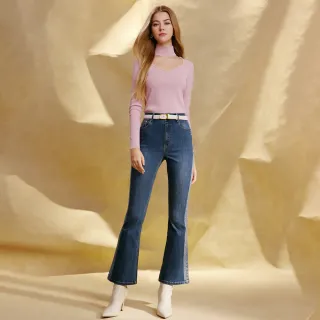 MOMA 藍黑菱格紋線條前下襬層次不規則側拉鍊鬆緊腰圍長裙 / 36 / 2355 歷史價格詳細信息