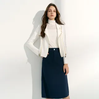 MOMA 藍黑菱格紋線條前下襬層次不規則側拉鍊鬆緊腰圍長裙 / 36 / 2355 歷史價格詳細信息