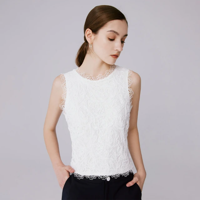 無袖背心 蕾絲 罩衫-鏤空勾花前短後長女裝2色74ab35[獨家進口][米蘭精品] 歷史價格詳細信息
