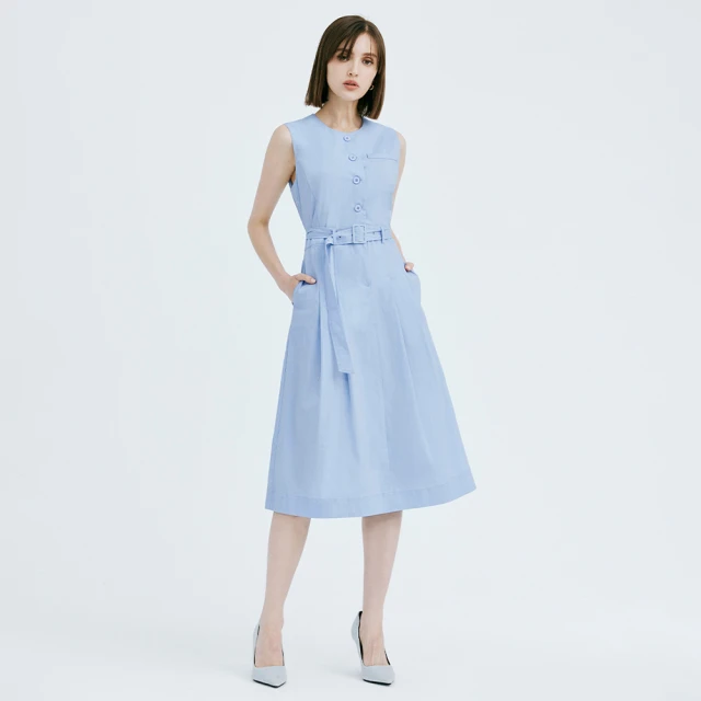 MOMA 藍黑菱格紋線條前下襬層次不規則側拉鍊鬆緊腰圍長裙 / 36 / 2355 歷史價格詳細信息