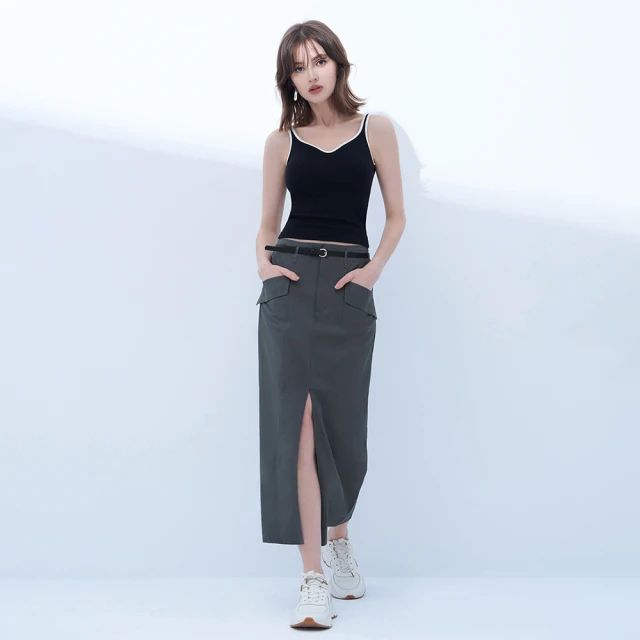 【MOMA】工裝風大口袋牛仔長裙(藍色) 歷史價格詳細信息