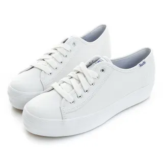 Keds TRIPLE KICK 學院風厚底帆布小白鞋-白 歷史價格詳細信息
