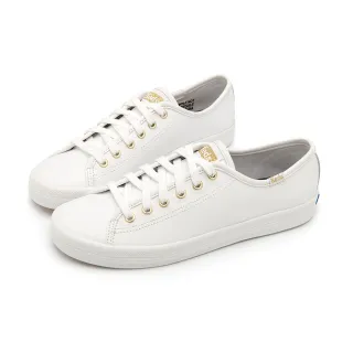 Keds KICKSTART 時尚真皮綁帶休閒小白鞋-白藍 歷史價格詳細信息