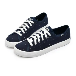 Keds KICKSTART 時尚真皮綁帶休閒小白鞋-白藍 歷史價格詳細信息
