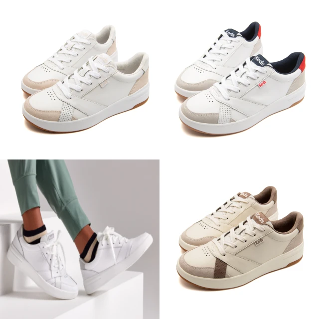 【Keds】THE PLATFORM 經典延伸厚底皮革休閒小白鞋-白(9231W133497) 歷史價格詳細信息