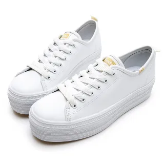 Keds TRIPLE UP 小心機厚底皮革綁帶休閒鞋-黑 歷史價格詳細信息