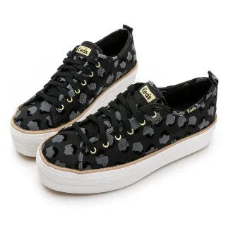 Keds TRIPLE UP 小心機厚底皮革綁帶休閒鞋-黑 歷史價格詳細信息
