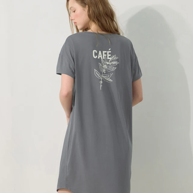 【Anden Hud】連身_療癒烘焙．莫代爾棉V領蕾絲拼接寬肩綁帶睡衣(氧氣灰-小小點) 歷史價格詳細信息