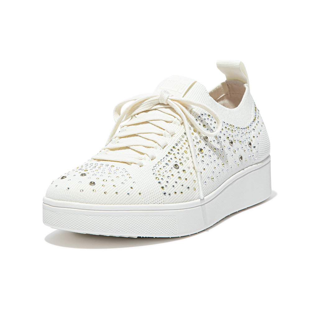 【FitFlop】RALLY OMBRE-CRYSTAL KNIT TRAINERS運動風繫帶休閒鞋-女(黑色) 歷史價格詳細信息
