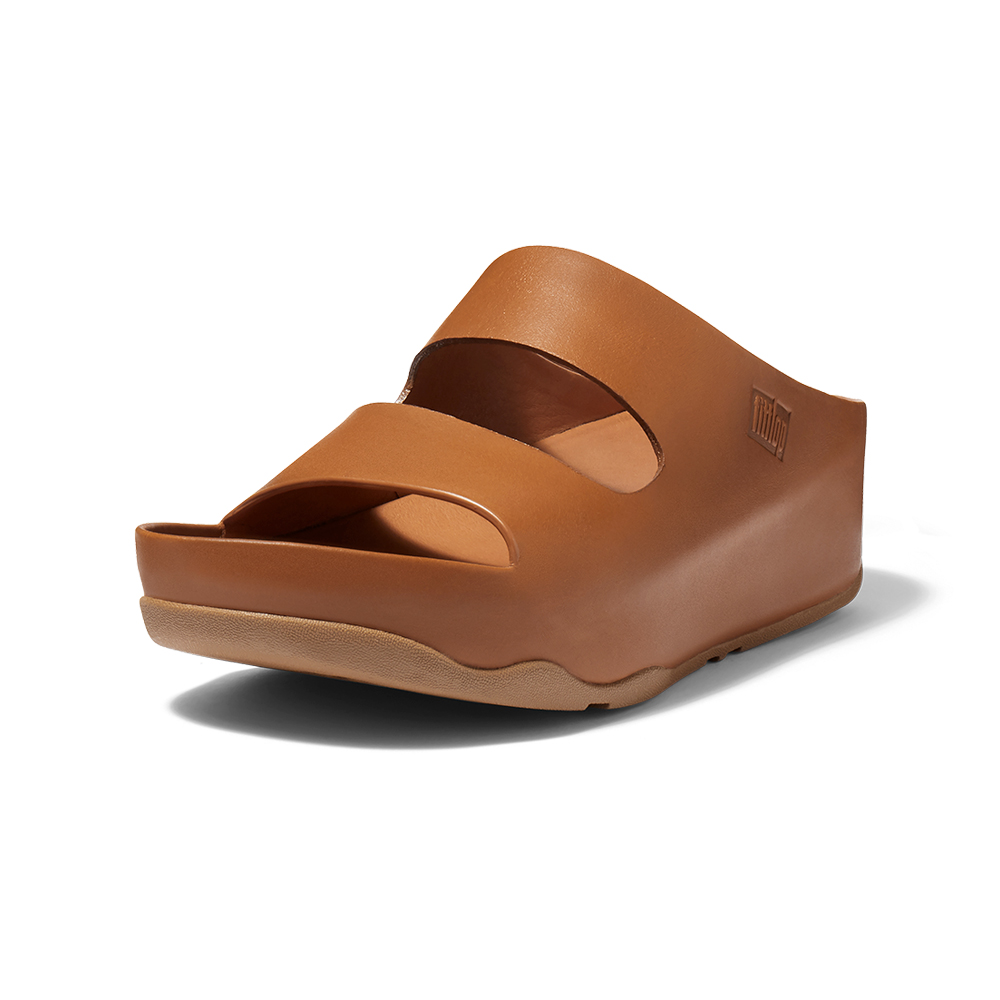 【FitFlop】SHUV TWO-BAR LEATHER SLIDES 簡約造型雙帶涼鞋-女(梅紅色) 歷史價格詳細信息