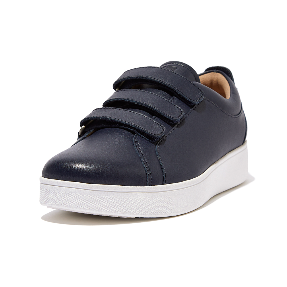 【FitFlop】RALLY QUICK STICK FASTENING LEATHER SNEAKERS 時尚魔鬼氈造型休閒鞋-女(午夜藍) 歷史價格詳細信息