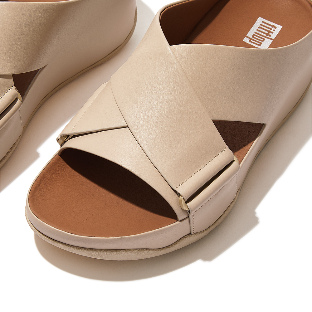 【FitFlop】SHUV TWO-BAR LEATHER SLIDES 簡約造型雙帶涼鞋-女(梅紅色) 歷史價格詳細信息