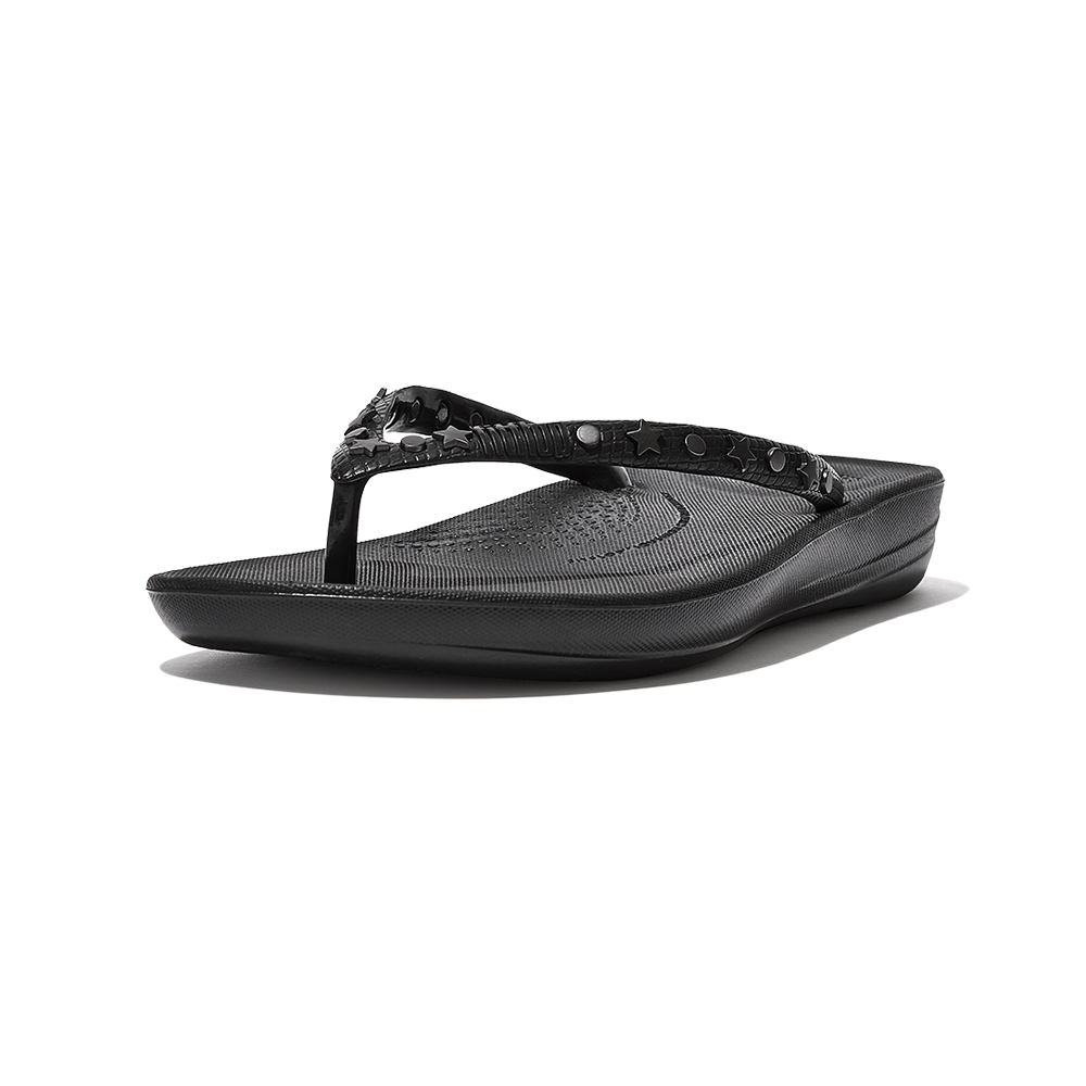 【FitFlop】IQUSHION STAR-STUD ERGONOMIC FLIP-FLOPS人體工學涼鞋-女靚黑色 歷史價格詳細信息