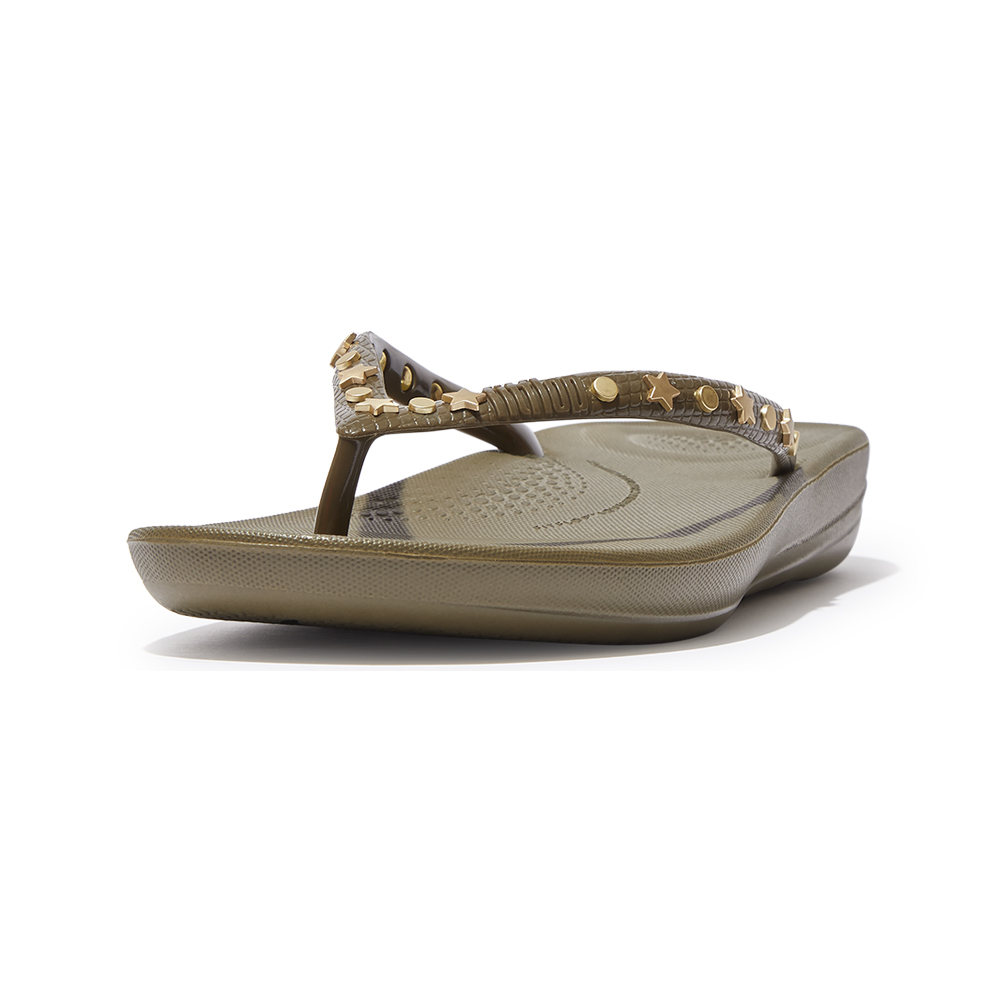 【FitFlop】IQUSHION STAR-STUD ERGONOMIC FLIP-FLOPS人體工學涼鞋-女靚黑色 歷史價格詳細信息