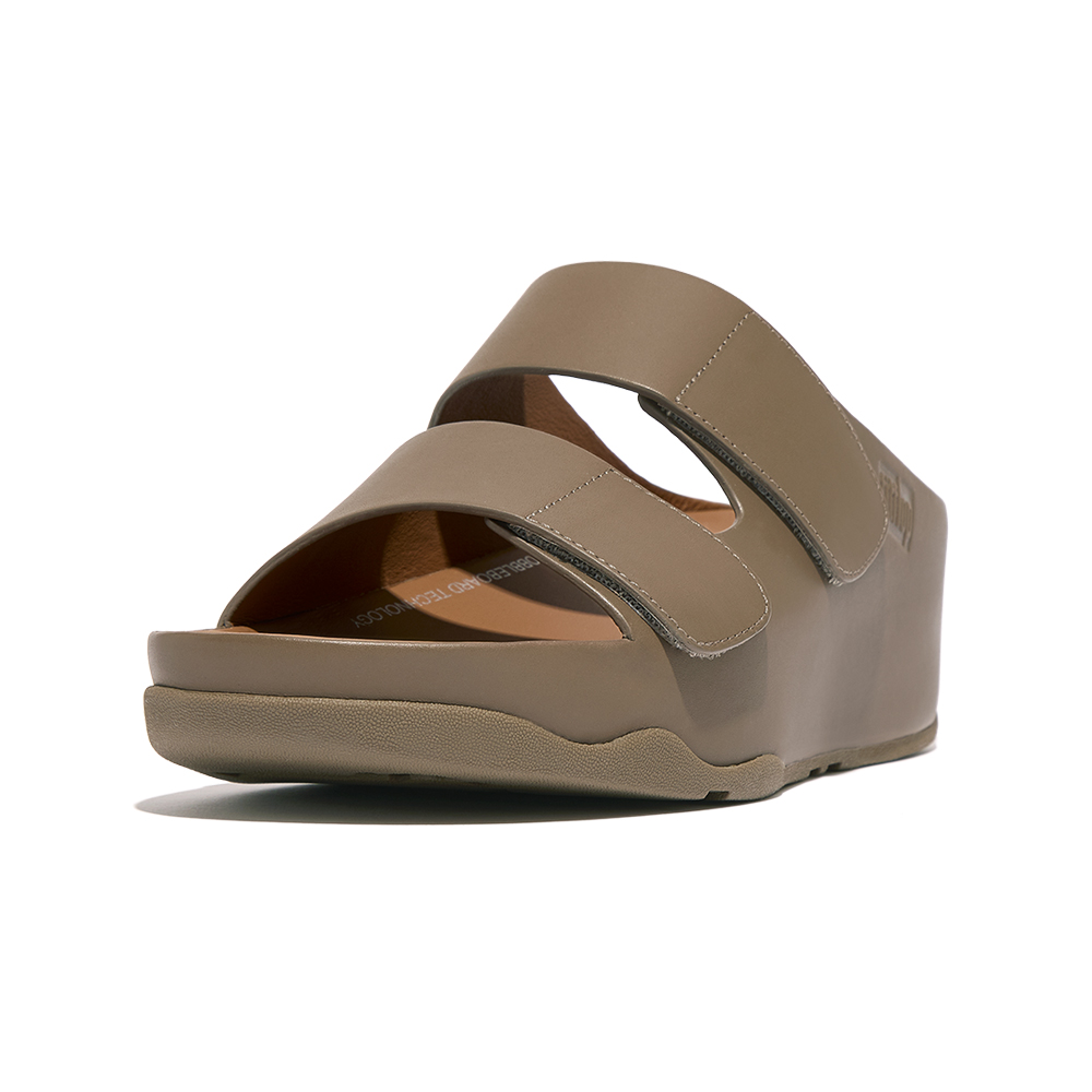 【FitFlop】SHUV TWO-BAR LEATHER SLIDES 簡約造型雙帶涼鞋-女(梅紅色) 歷史價格詳細信息