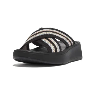 【FitFlop】F-MODE CROCHET-STITCH LEATHER FLATFORM SLIDES編織皮革造型交叉涼鞋-女(淺褐色) 歷史價格詳細信息