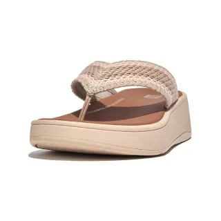 【FitFlop】F-MODE CROCHET-STITCH LEATHER FLATFORM SLIDES編織皮革造型交叉涼鞋-女(淺褐色) 歷史價格詳細信息
