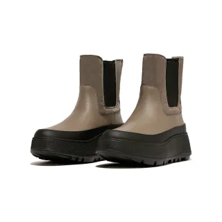 【FitFlop】F-MODE WATER-RESISTANT FLATFORM CHELSEA BOOTS異材質拼接厚底短靴(靓黑色) 歷史價格詳細信息