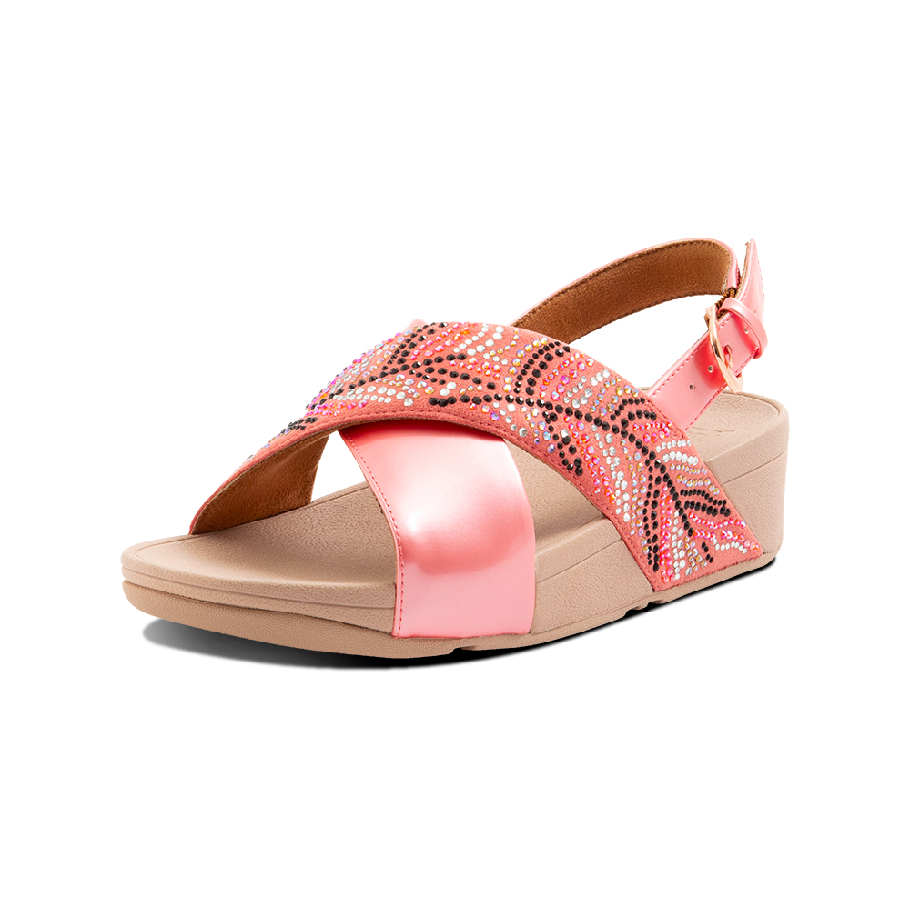 【FitFlop】LULU CRYSTAL FEATHER BACK-STRAP SANDALS 閃耀多色水鑽後帶涼鞋-女(海洋藍) 歷史價格詳細信息