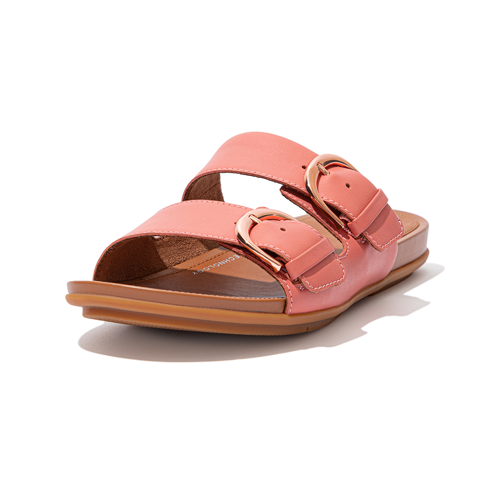 【FitFlop】GRACIE SLIDES 金屬扣環造型雙帶涼鞋-女(玫瑰色) 歷史價格詳細信息