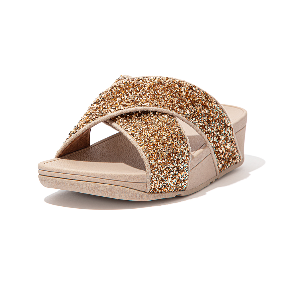 【FitFlop】LULU SHIMMERFOIL BACK-STRAP SANDALS 經典可調整式後帶涼鞋-女(金色) 歷史價格詳細信息