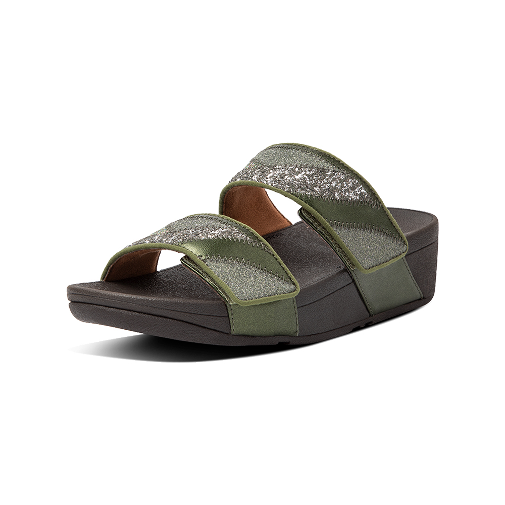 【FitFlop】MINA IRIDESCENT SLIDES金屬光澤寬帶涼鞋-女(靓黑色) 歷史價格詳細信息
